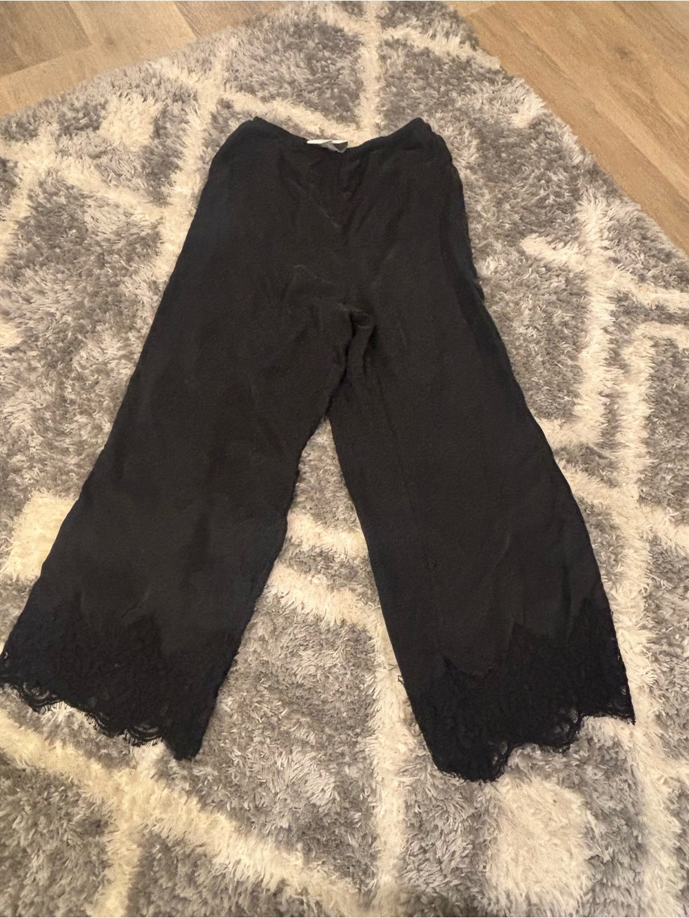 Mare mare black Wide-Leg Lace Trim Pants - Women size small.